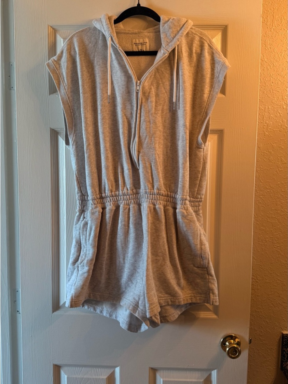 Abercrombie & Fitch Light Gray Hooded Zip Romper
